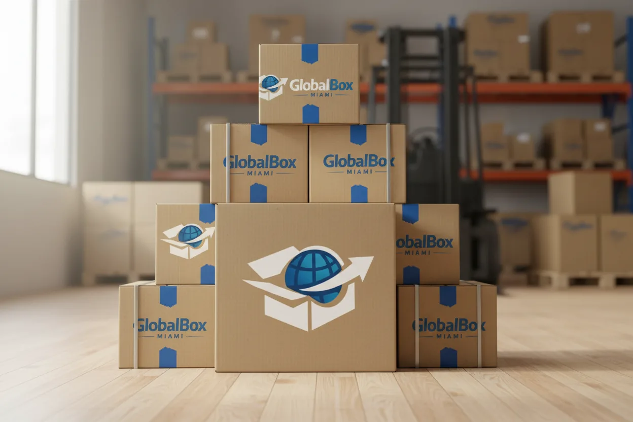Cajas GlobalBox Miami en bodega